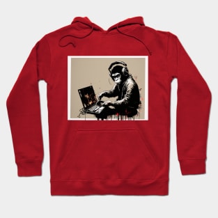 Illustration of BANKSY DJ Monkey Thinker Hoodie